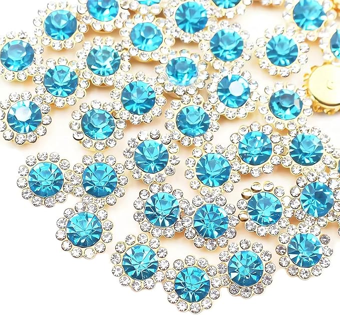 12mm 150pcs Aquamarine Sew on Rhinestones, Crystals Glass Gems by Unknown