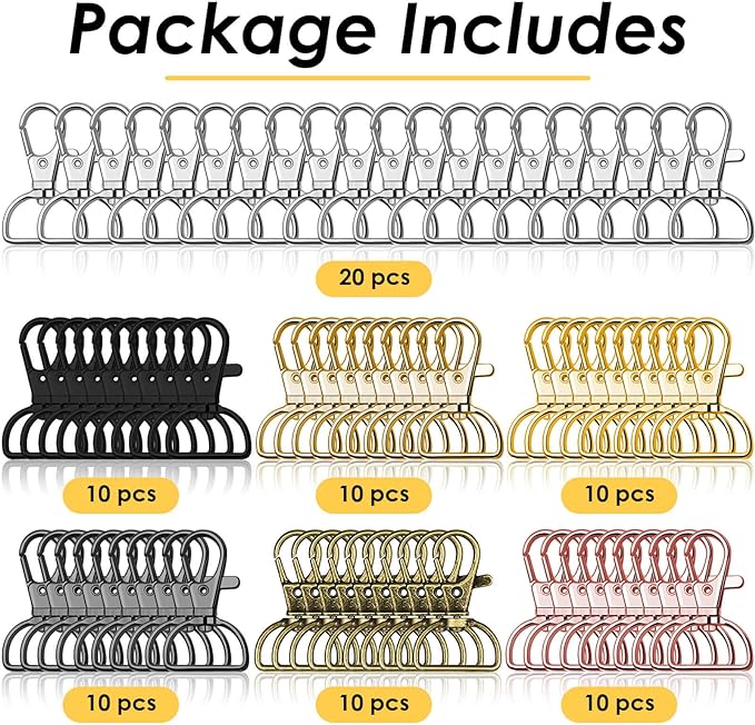 Swivel Clasp Hooks, Anezus 80Pcs Key Chain Clip Hooks, D Ring Clip Lanyard - Image 2