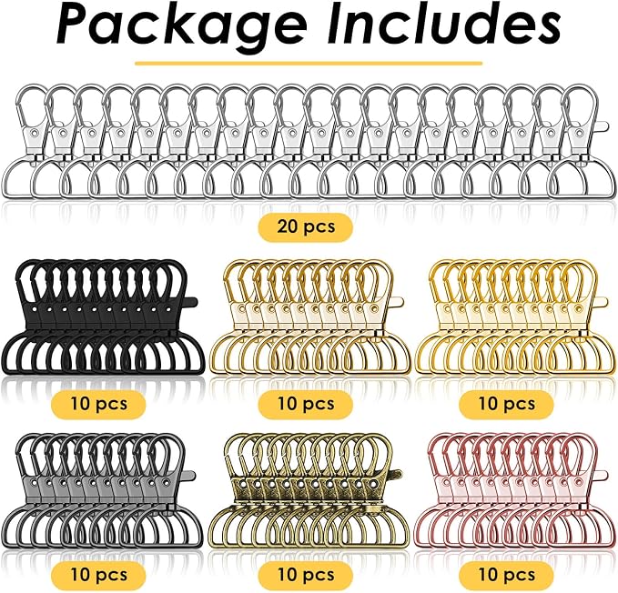 Swivel Clasp Hooks, Anezus 80Pcs Key Chain Clip Hooks, D Ring Clip Lanyard - Image 5