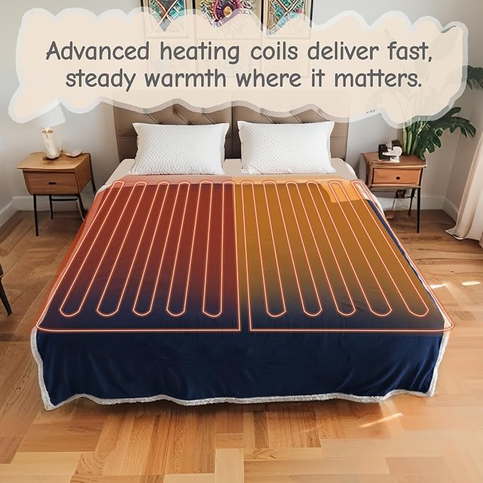 Electric Heated Blanket Throw Size 50"x60", Soft Flannel - Image 8
