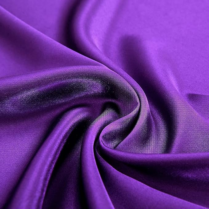 Homiest Purple Satin Fitted Twin XL Size Bed Sheet, Deep Pocket, Luxury & Ultra - Image 5