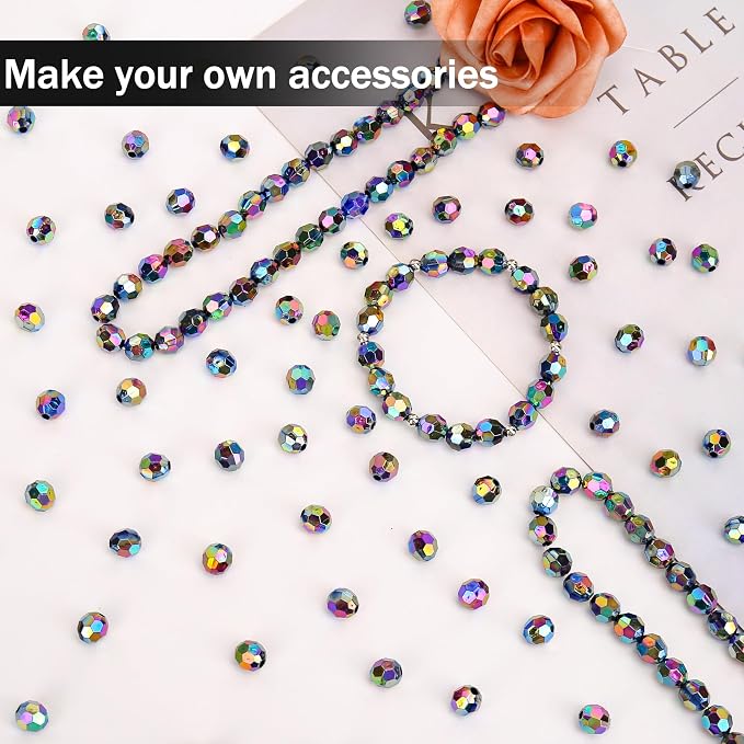 BONNY BOXX 1000pcs 6mm Acrylic Faceted Round Crystal Beads Transparent Black AB - Image 3