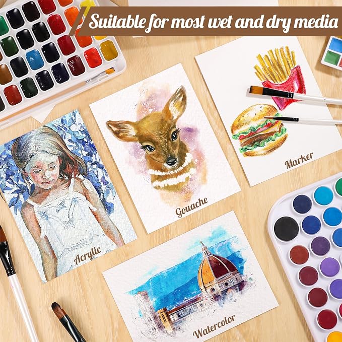 Prudiut Watercolor Paper, 120 Sheets, 5 x 7 in, 140 lb, Cold Press | Cotton - Image 6