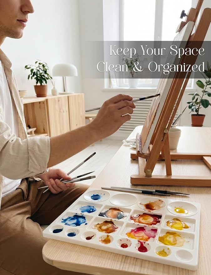 DUGATO 20-Well Plastic Paint Palette, 10 x 13 in | Lightweight Plastic Tray - Image 7