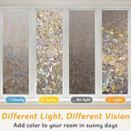 LUTE Rainbow Window Privacy Film, Stained Cling, 17.5" x 78.7" | 3D Decorative - Image 6