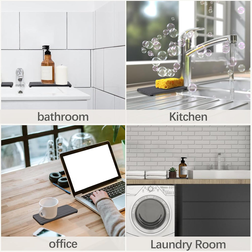 Set of 4 Water Absorbent Diatomite Coasters, Diatomaceous Earth Kitchen Soap Dish, Bathroom Trays, Water Absorbing Stone Used for Hand Soaps & Plants & Toiletries in The Modern Home