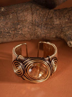 MINACHI Sparkling Crystal Rhinestone Bangle, Wide Wire Wrapped Statement Cuff - Image 7