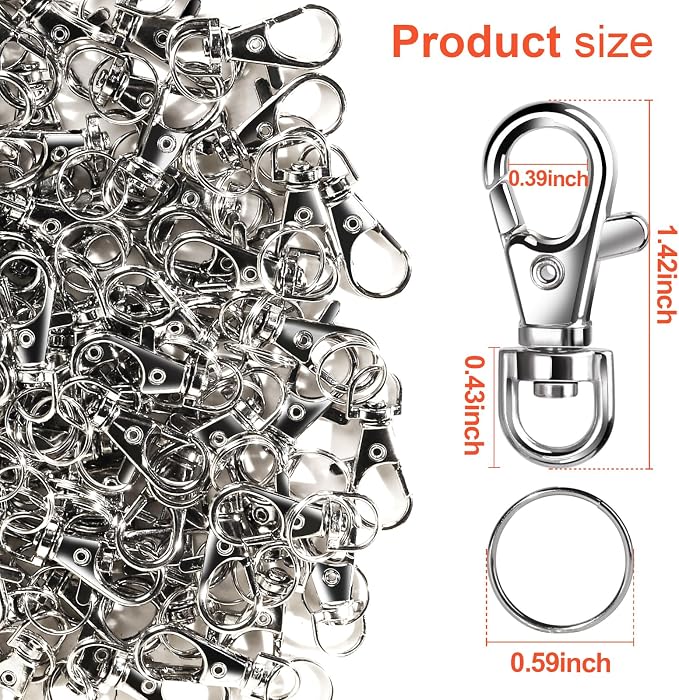 LEOBRO 60PCS Lobster Claw Clasps and Key Rings, Keychain Making kit - Image 3