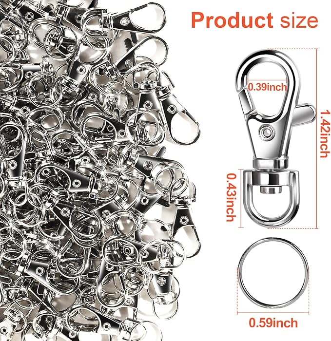 LEOBRO 60PCS Lobster Claw Clasps and Key Rings, Keychain Making kit - Image 3