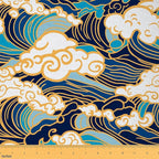Feelyou Ocean Wave Fabric by The Yard, Japanese Hokusai Waves Upholstery Fabric by Feelyou
