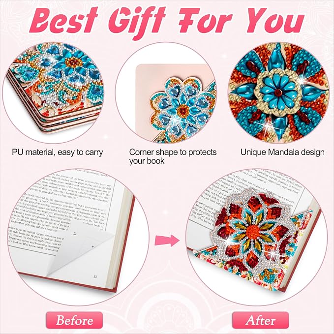 WIVICO 4Pcs Diamond Painting Bookmarks, Diamond Pearl Art Kits - Image 3