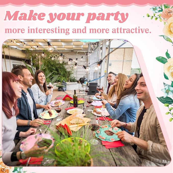 Funnymoom 60 Pcs Floral Party Plates Floral Disposable Paper Plates, 7 Inch - Image 4