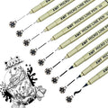 Micro Fineliner Pens 9 Size/Set, Ultra Fine Fineliner, Soft Nib, Brush Marker by XWT