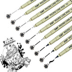 Micro Fineliner Pens 9 Size/Set, Ultra Fine Fineliner, Soft Nib, Brush Marker by XWT