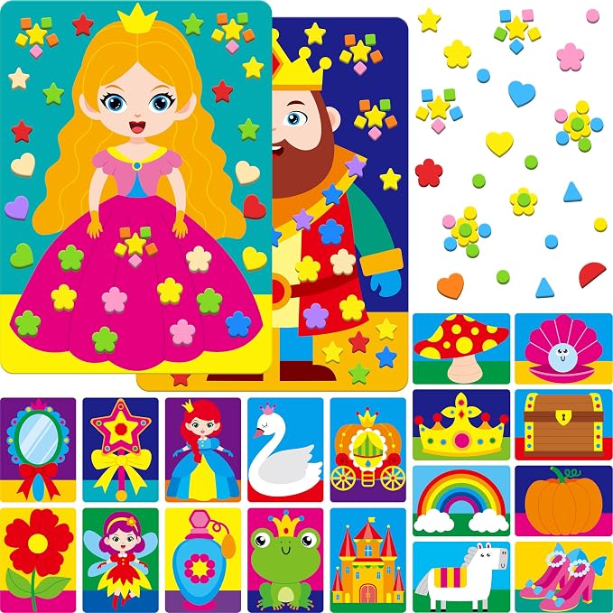 SpriteGru Foam Sticker Art Activity, 10 Princess & Castle Art Board by SpriteGru
