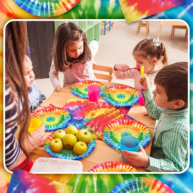Zhehao 120 Pcs Disposable Paper Plates and Napkins Bulk Birthday Party - Image 5
