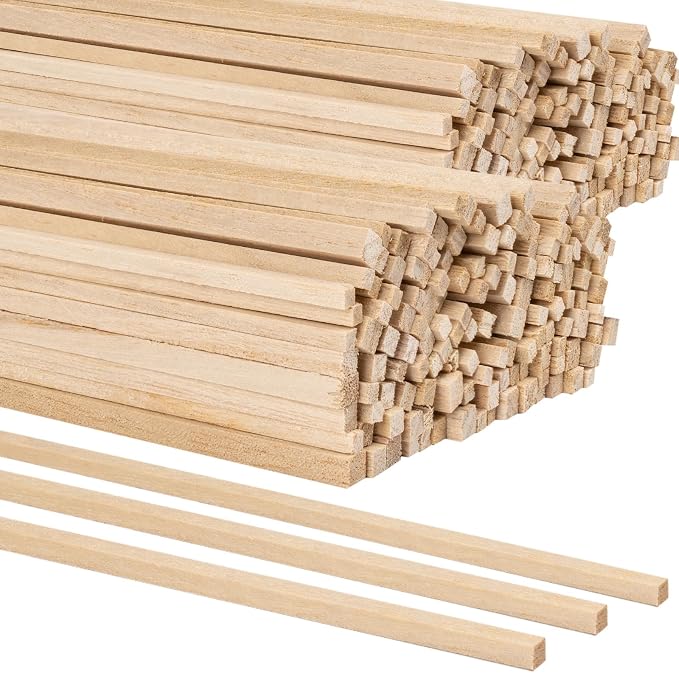 320Pcs Balsa Wood Sticks, 12 Inch Square Wooden Dowels, Hardwood Square Dowels by ZAUGONTW