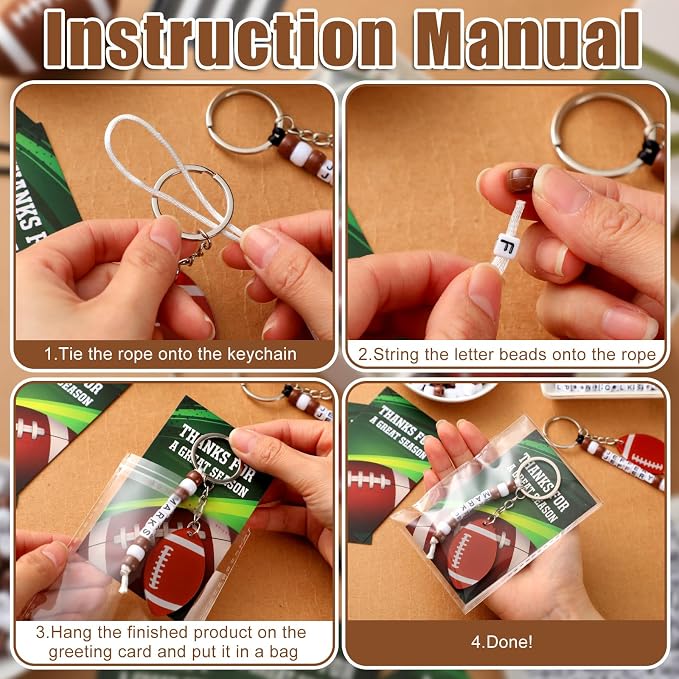 Suncalla 984 Pcs 24 Set Football Keychain Making Kit DIY Football Bag Tag | - Image 2