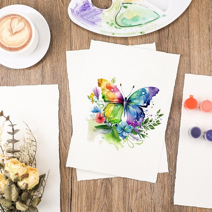 50 Sheets Watercolor Paper 9 x 12inch, 300 GSM Deckled Edge Paper - Image 5