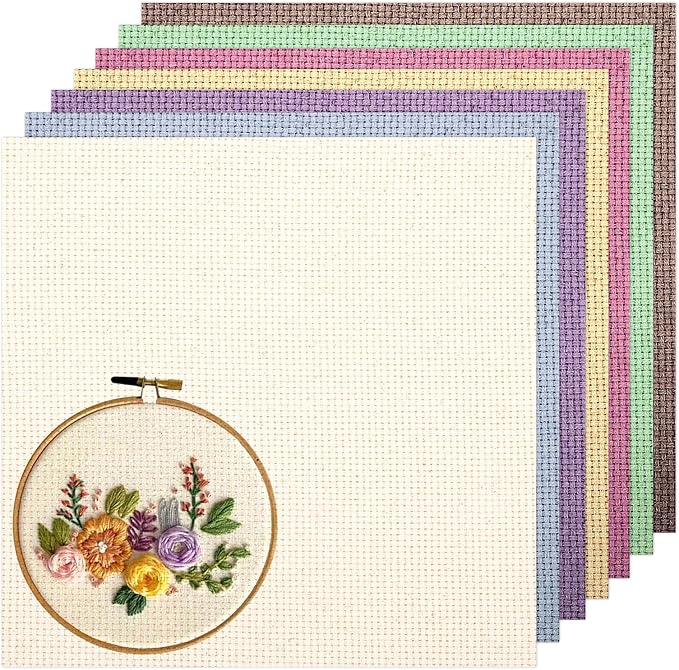 7 PCS Pre-Cut Punch Needle Fabric Tufting Cloth | Assorted Colors Tufting Cloth by Unknown