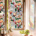 Floral Window Privacy Films, Stained Glass Rainbow Window Sticker Decor by Aomkmi