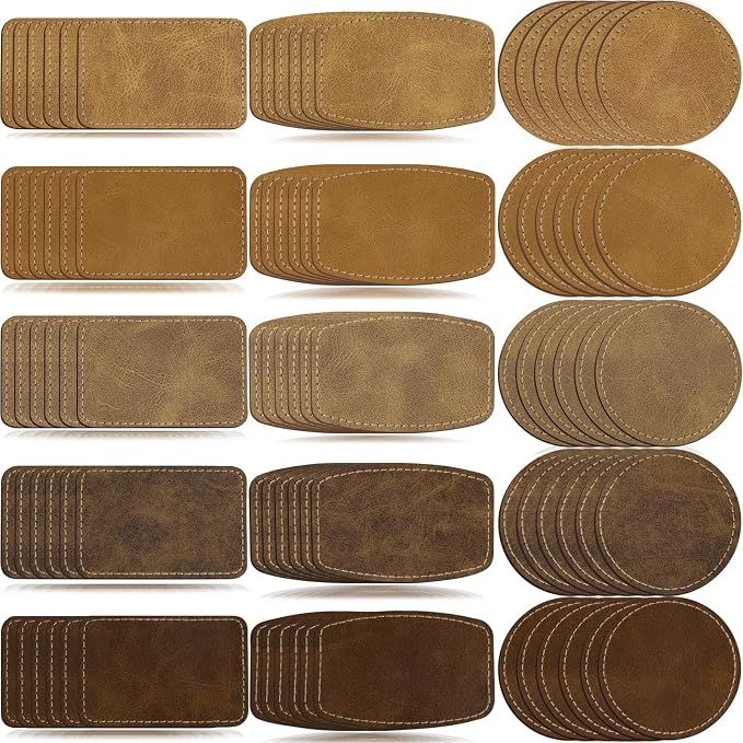 90pcs Blank Patches for Laser Engraving & Iron On | PU Leather Repair Patches | by iFForce