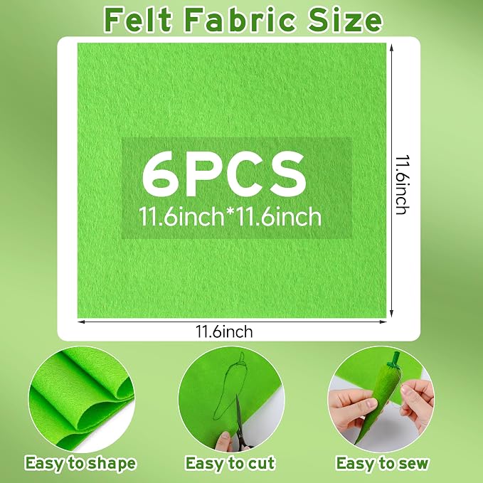 HaoFeiJH 6 Pcs Soft Green Felt Fabric Sheets - Image 2
