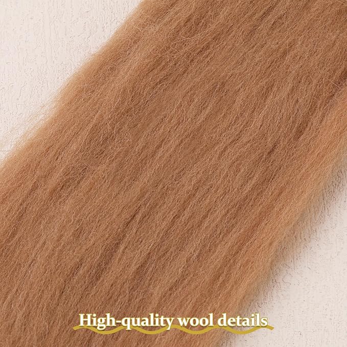 QMNNMA Wool Roving 0.88 lb, Natural Wool Roving, Needle Felting Wool-Brown | - Image 2