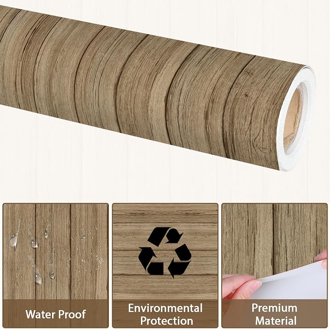 Qyeahkj Wood Grain Bulletin Board Paper Roll Rustic Bulletin Board Background - Image 3