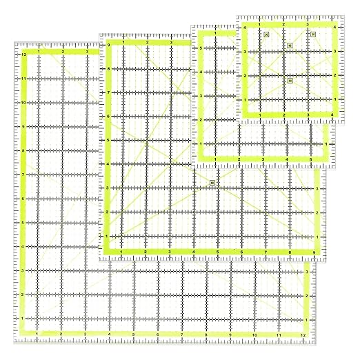 UOOU 4 Pack Quilting Ruler, Quilting Ruler Quilting Templates Fabric Cutting by UOOU