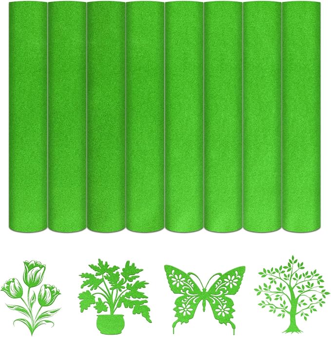 HTVSTD Forest Green Flock HTV Heat Transfer Vinyl 8pcs 12×10in | Vivid Color by CraftingEveryday