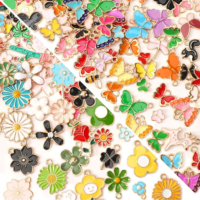 MARFOREVER 120 PCS Flower Butterfly Charms by MARFOREVER