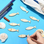 LiQunSweet 200 Pcs Mixed Styles Fish Unfinished Wood Cutout Ocean Sea Animals - Image 4