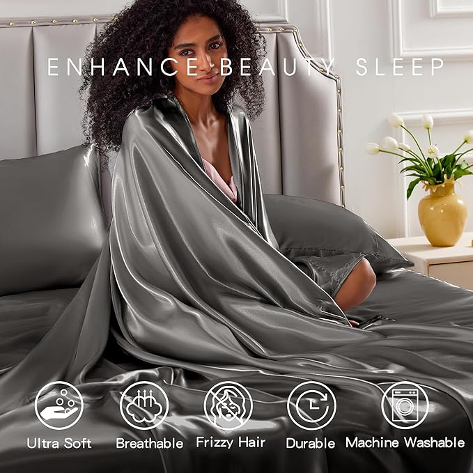 FreshCulture Satin Sheets Twin XL Bed Set - Image 7