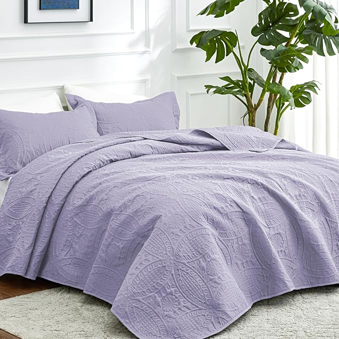 Love's cabin King Size Quilt Bedding Set Lavender Bedspreads - Image 2