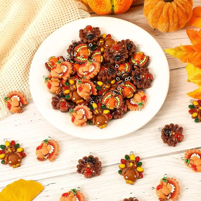 Augshy 64 Pcs Turkey Resin Charms, Thanksgiving Charm - Image 4