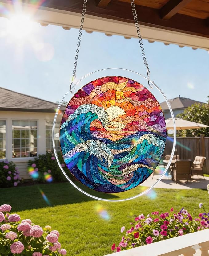 Acrylic Puzzle Suncatcher, Faux Stained Glass Sea Sun Catcher - Image 2