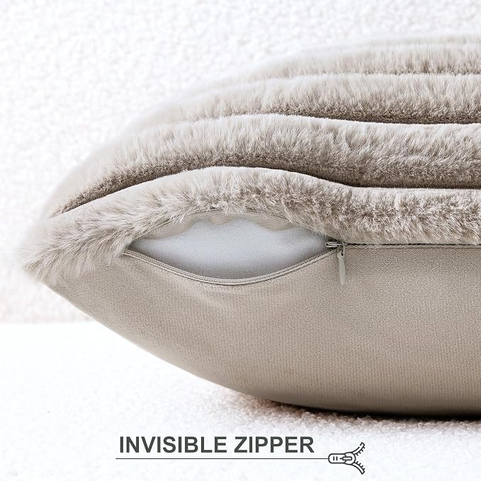 Pallene Faux Fur Plush Throw Pillow Covers 20x20 Set of 2, Luxury Soft Fluffy - Image 3