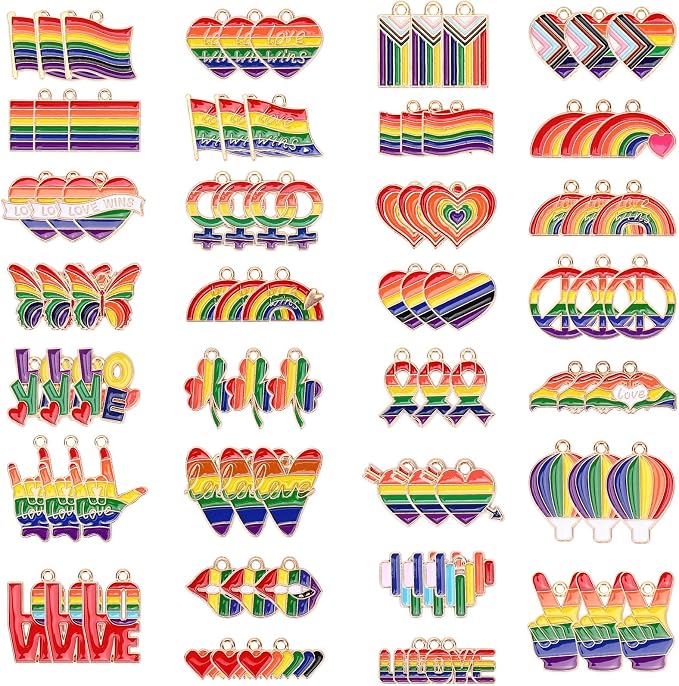 SANNIX 90Pcs Rainbow Enamel Charms, Gay Pride Charm Assorted LGBT Rainbow Charm by SANNIX