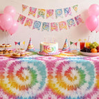 Tie Dye Party Decorations Tablecloth, 55in x 108in - Image 6