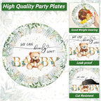 Naozinebi 200PCS Sage Green Bear Baby Shower Decoration Teddy Plates Napkins We - Image 3