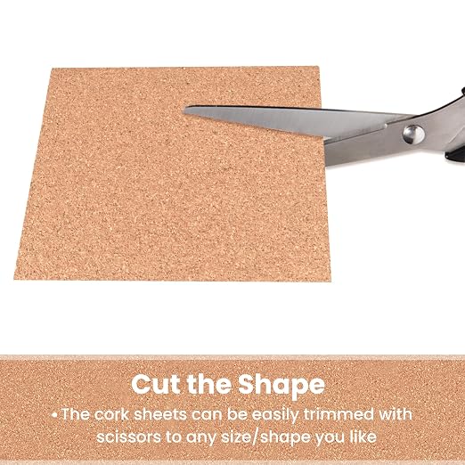 Self-Adhesive Cork Sheets for DIY Coasters, 4 Inch Square, Square Backing Cork - Image 3