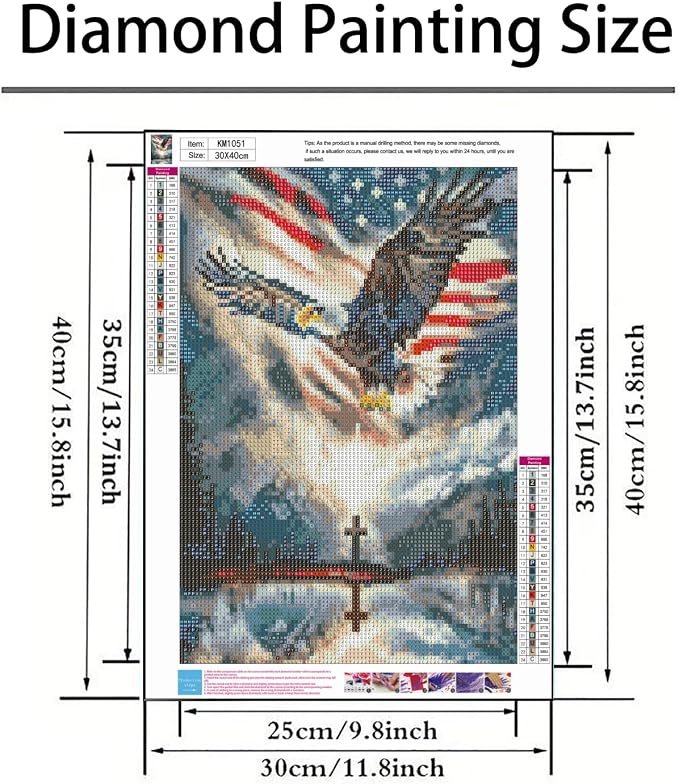 GXGLLPZBY Diamond Art Kits for Beginners, US Flag Eagle Diamond Painting Kits - Image 5