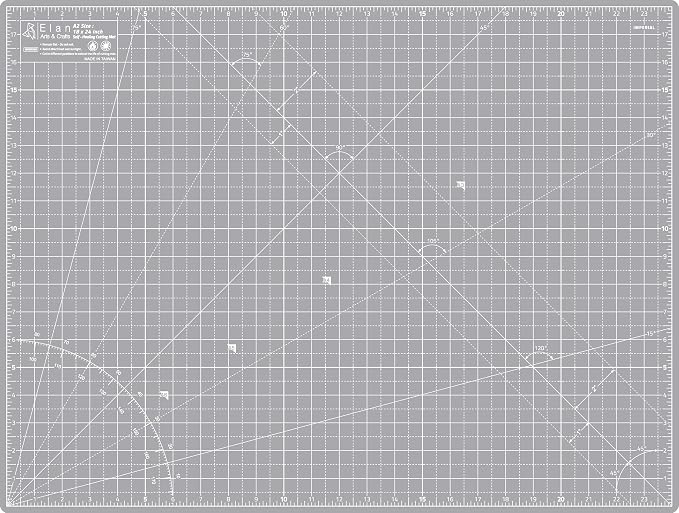 Elan Cutting Mat A2 Gray, Self Healing Cutting Mat 18x24 Inch, 5-Ply Craft by Elan