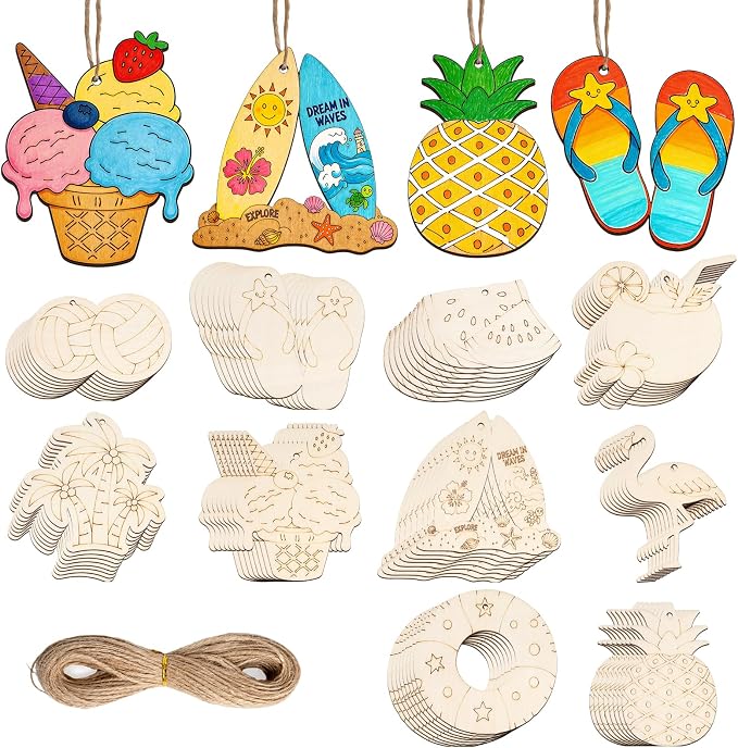80PCS Unfinished Ornament Wood Crafts, Painting Blank Wooden Cutouts | DIY 10 by GFPGYQ
