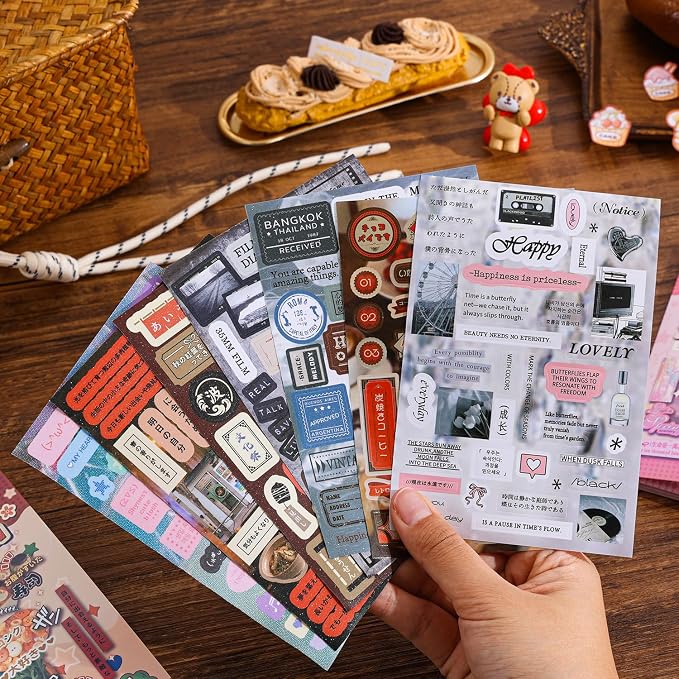 Girl's Japanese Retro Words Sticker Book, 700+ Kawaii Japanese Phrase Stickers - Image 5