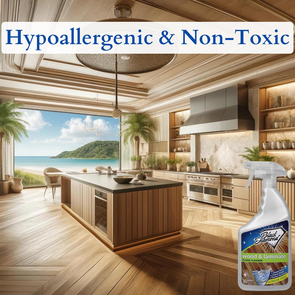 Black Diamond Stoneworks Wood & Laminate Floor Cleaner- Ready to Use Non-Toxic No-Rinse Formula - Safe for Vinyl, Wood, and Engineered Floors (160 FL Oz)