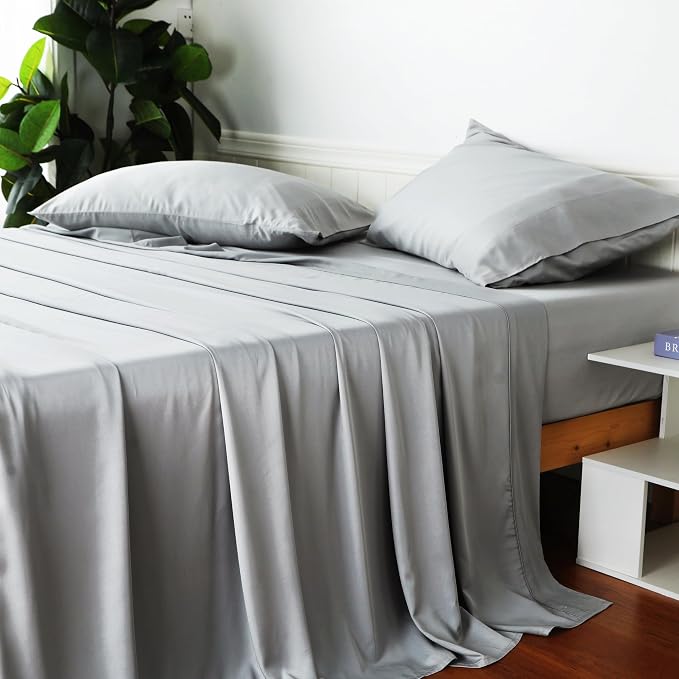 Bamboo Viscose Flat Sheets Only, 400 Thread Count Sateen Weave Cal King Size - Image 6