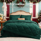 Love's cabin King Size Comforter Set Dark Green, 7 Pieces King Bed in a Bag - Image 2