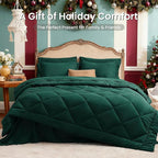 Love's cabin California King Comforter Set Dark Green, 7 Pieces California King - Image 2